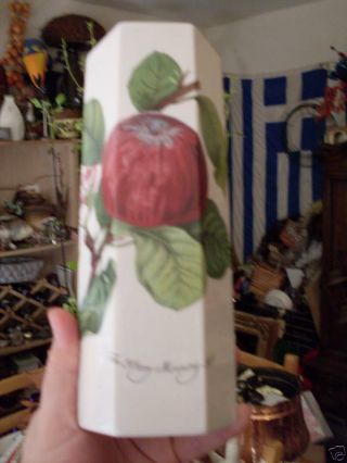 Portmeirion Pomona Hoary Morning Apple Hexagonal Vase 9 " Tall Rare Vase Exc Cond