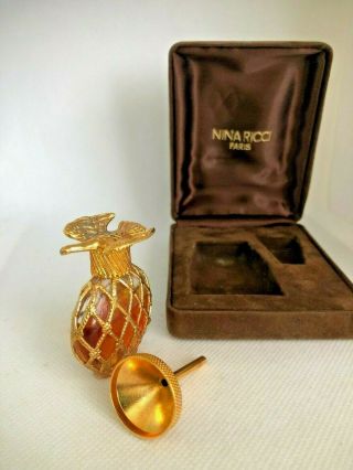 Vintage Rare Nina Ricci Perfume Bottle W/ Dove Funnel And Case