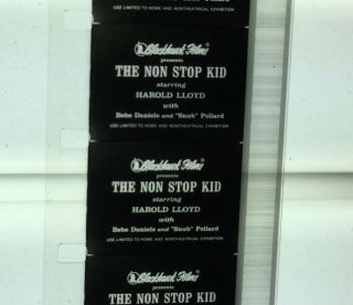 Rare 16mm Film The Non Stop Kid Harold Lloyd Silent 1918 Short Comedy,  Vgc
