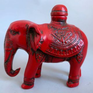 China Collectable Ancient Coral Carve Exquisite Elephant Auspicious Snuff Bottle