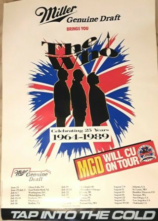 Rare Vintage Mgd The Who 25th Anniversary Tour Promotional Concert Poster - 1989