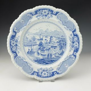 Antique Ridgway & Co Transferware Blue & White Indian Temple Pattern Plate