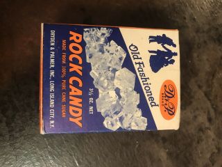 Rare Vintage D & P Old Fashioned Rock Candy Crystals 3 1/2 Oz.  Full Box Vtg