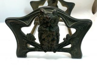 Antique Art Nouveau Owl Expandable Book Ends Brass & Cast Iron - Judd 9776