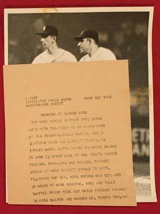 1958 Yogi Berra Billy Martin NY Yankees Type 1 Press Photo Old Antique Baseball 2
