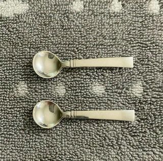 Rare & Vintage Georg Jensen Acadia/blok Sterling Salt Spoons,  Set Of 2