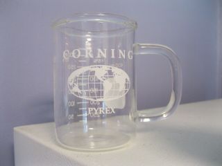 Vintage Corning Pyrex Lab Glass Measuring Cup Drink Coffee Mug 300 Ml.  Rare