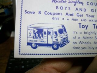 NOS EXTREMELY SCARCE RARE MR.  SOFTEE ICE CREAM TRUCK PROMOTIONAL Coupon 2