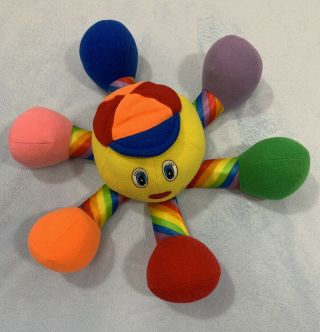 Vintage 1995 Jolly Toys Octopus Stuffed Animal Rattle Htf Toy Rainbow Baby