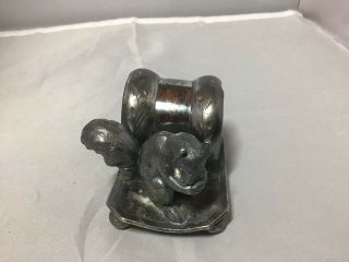 Antique Wm Rodgers Silverplate Figural Squirrel Napkin Ring,  Footed Pedestal Guc
