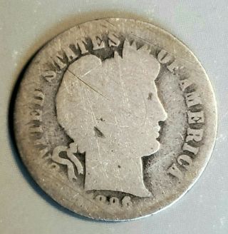 Rare 1896 - O Barber Dime In About.