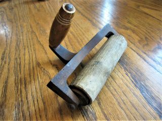 Antique Cast Iron Wood Dean Mfg Co Tool Primitive Inker Printing Press Roller