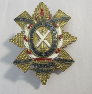 Wwii Canadian Black Watch Royal Highland Regiment Cap Badge Canada Painted Rare