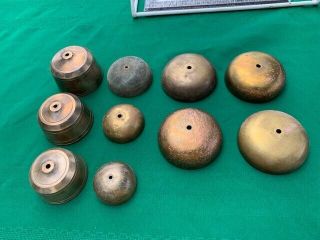 10 Antique Wood Wall Base Solid Brass Telephone Bells Phone Part