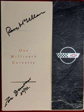 Rare Signed Chevy Corvette One Millionth Press Release Zora Duntov Dave Mclellan