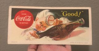 Antique Coca Cola Cardboard Sign 1953 Rare Vintage