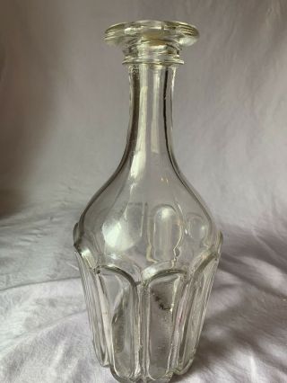 19th Century Blown Molded Glass 10 1/2 Inch Bar Bottle