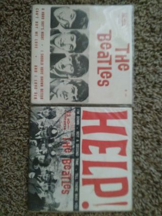 The Beatles 2x 7 " A Hard Days Night / Help Rare 1965.  Made In Brazil.