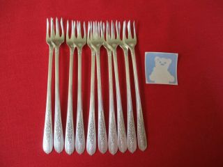 (10) Oneida Nobility Silverplate Seafood Forks,  1939 Royal Rose 6