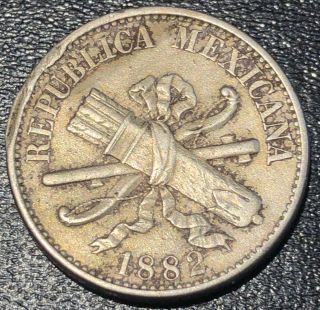1882 Mexico 5 Centavo Rare Mexican Republic Rare Coin