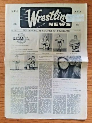 Rare Issue 1 The Wrestling News Newspaper Format;area Reports,  Pictures,  News