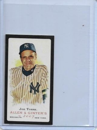 Rare 2007 Allen & Ginter Joe Torre Black Border Mini Card 172 Yankees Skipper