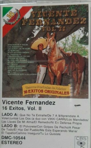 Vicente Fernandez - 16 Exitos Vol 2 - Cass Vg,  Cbs Dmc 10544 Usa 1988 Very Rare