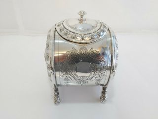 A Victorian Silver Plated Embossed Biscuit Barrel By Philip Ashberry.  1800.  S.  Rare