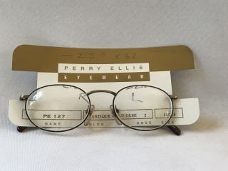 Perry Ellis Pe - 127 Antique Gold Demi Vintage Unisex Eyeglass Frames Old Stock
