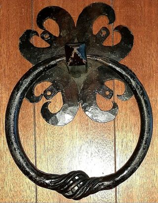 Antique Door Knocker Ring Hand Forged Wrought Iron - Rare