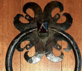 Antique Door Knocker Ring Hand Forged Wrought Iron - Rare 3
