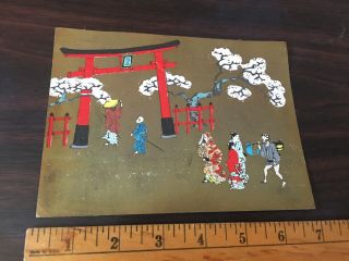 Rare Antique Vintage Miniature Japanese Woodblock Print Small 30
