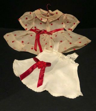 16 " Vintage Terri Lee Polka Dot Dress,  Slip,  And Hanger Pre - Owned