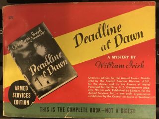 Deadline At Dawn By William Irish Armed Services Edition Ase 878 Rare