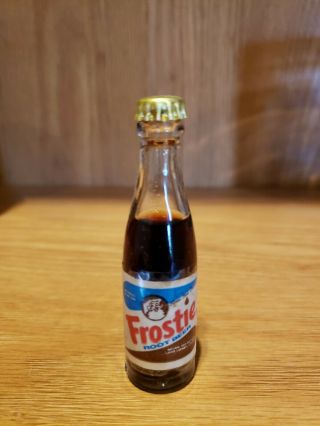 Rare Vintage Glass Frostie Root Beer Soda Pop Miniature Mini Bottle Advertising