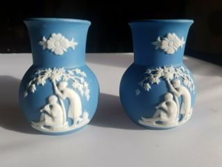 Rare Antique German Schafer & Vater Jasperware Vases In
