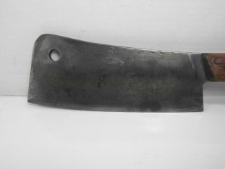 Antique L.  & I.  J.  White 1837 Buffalo No.  8 Meat Cleaver Butcher Knife,  Wood Handle
