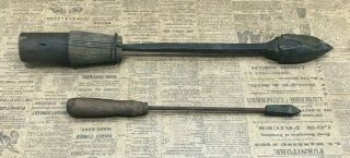2 Vintage / Antique 10 " & 7 " Wood Handle Soldering Iron Blacksmith Tool Solder