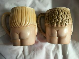 Vintage Patent TT Nude Japan Naughty Nodder Ceramic Mugs RARE PAIR 2