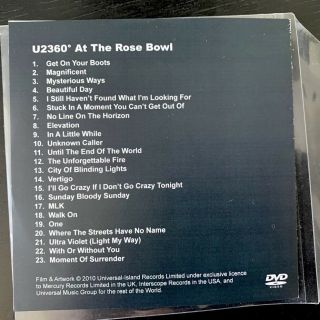 U2 ' 360° At The Rose Bowl’ Rare EU Promo DVD 3