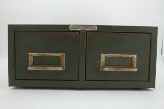 Vintage Steelmaster Metal 2 Drawer Card File Cabinet Stackable Storage 2