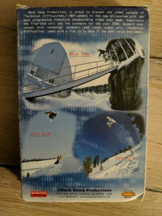 Mack Dawg Technical Difficulties Snowboarding Video RARE FILM Movie VHS 2
