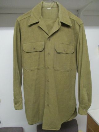 Ww2 Us Army Wool Field Shirt Sz 14 1/2 X 32 (40 Chest) W.  Gas Flap