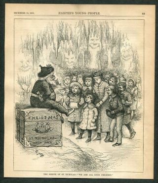 1882 Antique Print Of Santa Claus By Thomas Nast - The Shrine Of St Nicholas