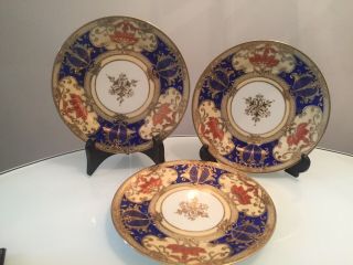 3 Antique Hand Painted Noritake Porcelain Plates