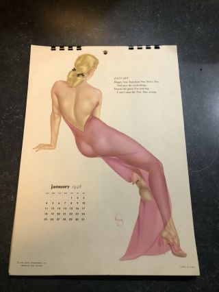 Rare January 1948 Esquire Vargas Calendar Girl Pin - Ups Complete Vg