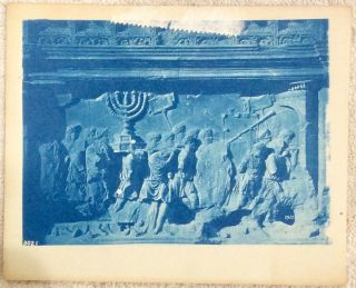 Rare 1890s 1900s Rome Roman “spoils Of Jerusalem” Relief Arch Cyanotype Photo