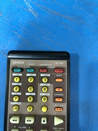 RARE OEM Denon A/V RECEIVER Remote Control RC - 865 for AVR2800,  AVR2800KE3,  AVR97 2