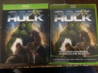 The Incredible Hulk Blu Ray 2 Disc Set,  Rare Lenticular Slipcover & Green Case