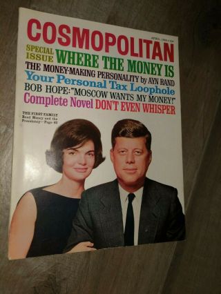 Rare Cosmopolitan April 1963 Jfk Jackie Cover Kennedy / Ayn Rand